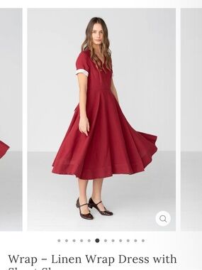 Son de Flor Linen Wrap Midi Dress in Marsala Red